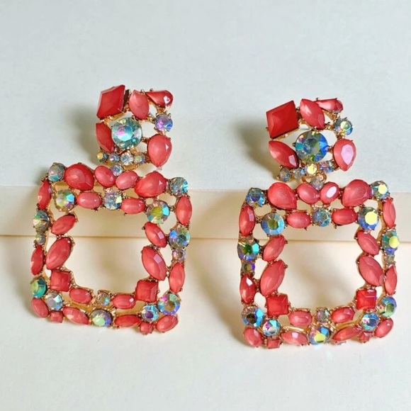 ✨LAST ONE _ BLUE 💙✨Geometric toned Charm Stones Earrings✨🏷✨ - Picture 5 of 9